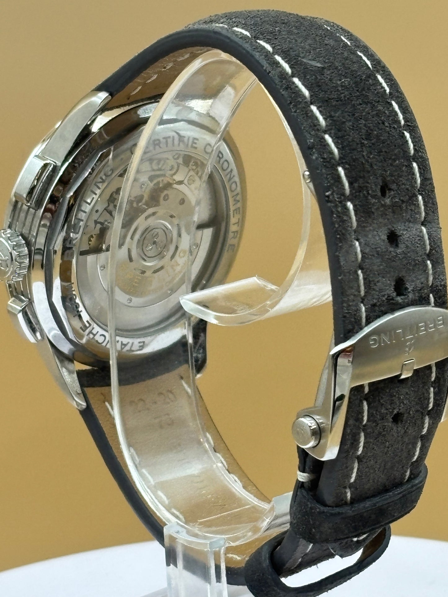 Breitling Premier B01 Chronograph watch with a leather strap.