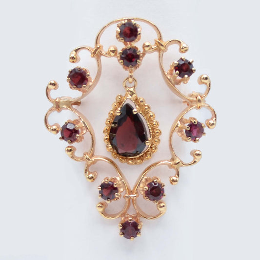 14k Garnet Brooch