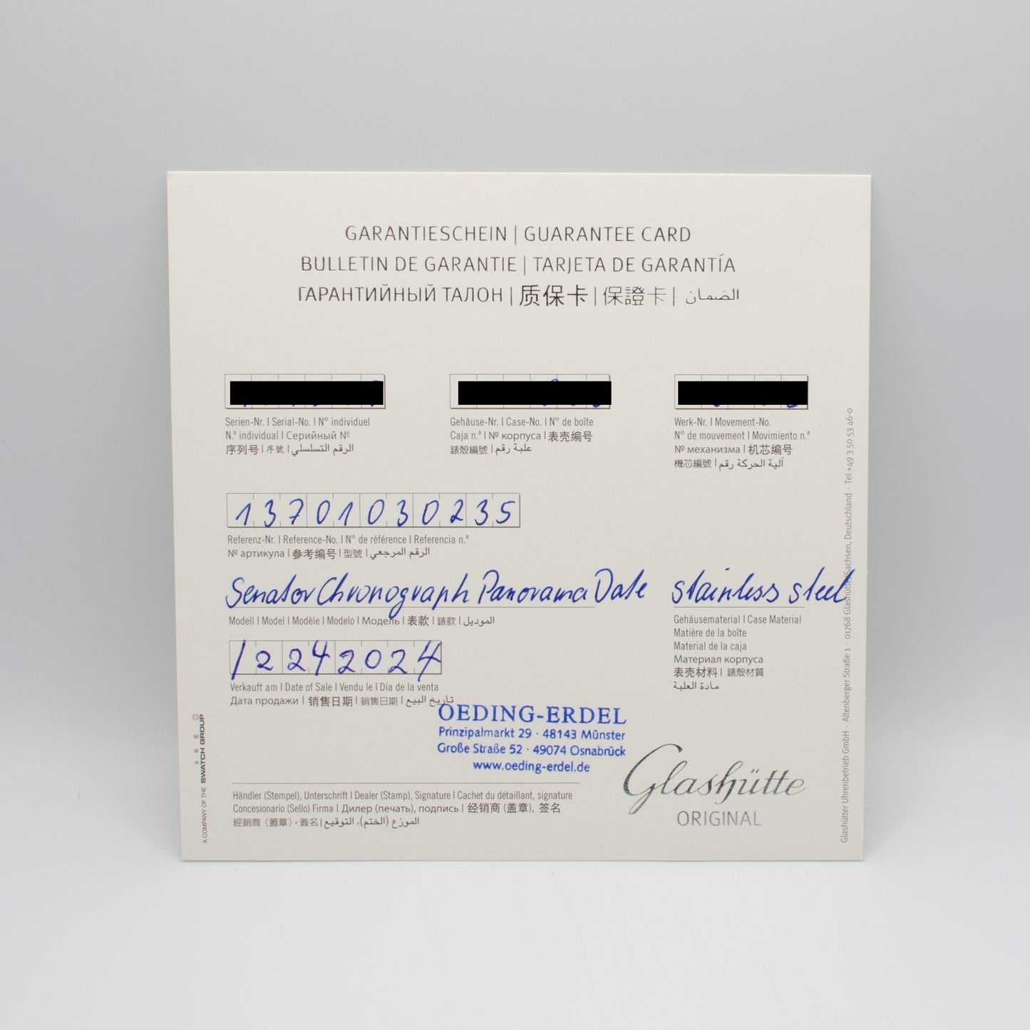 Unworn Glashütte Original Senator Chronograph Panorama Date