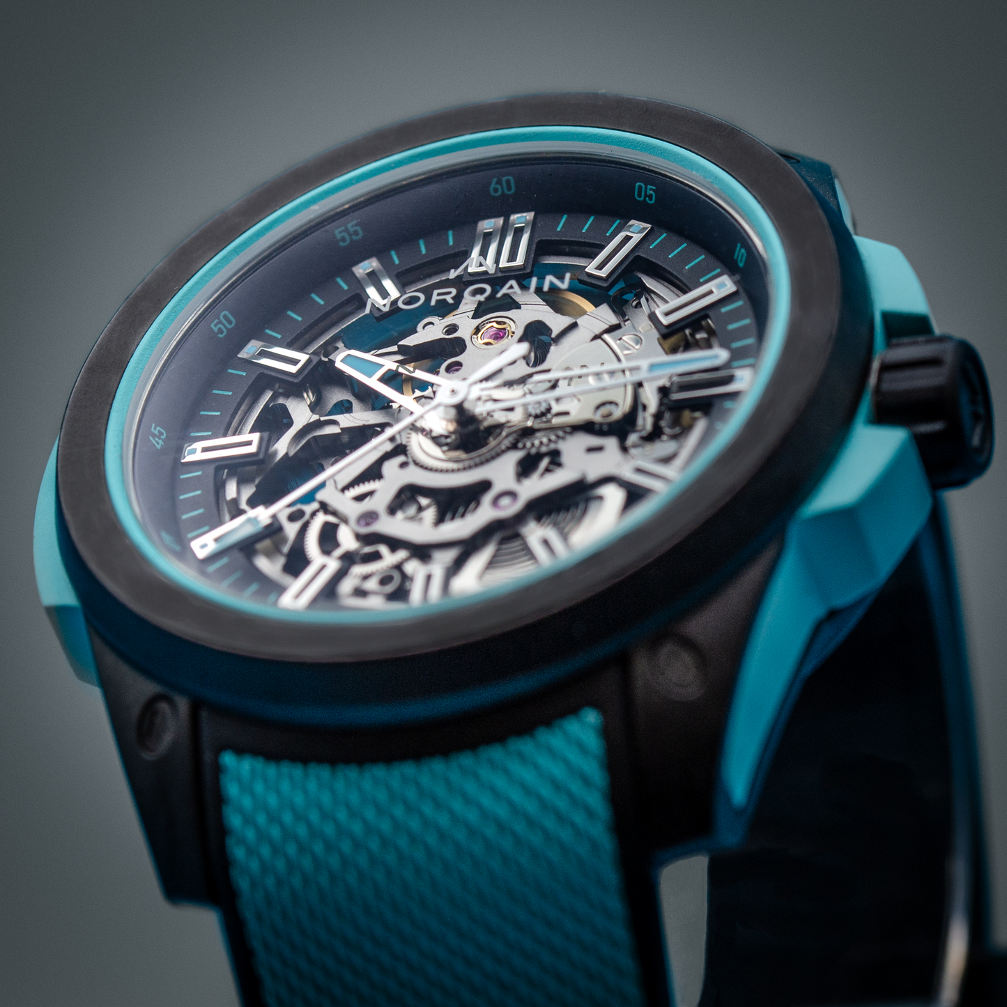 Norqain Wild One Skeleton Turquoise – Arlington Watch Works Norqain Wild One Skeleton Turquoise – Arlington Watch Works