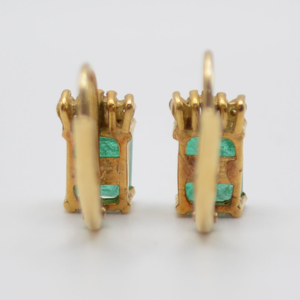 14k Emerald & Diamond Earrings