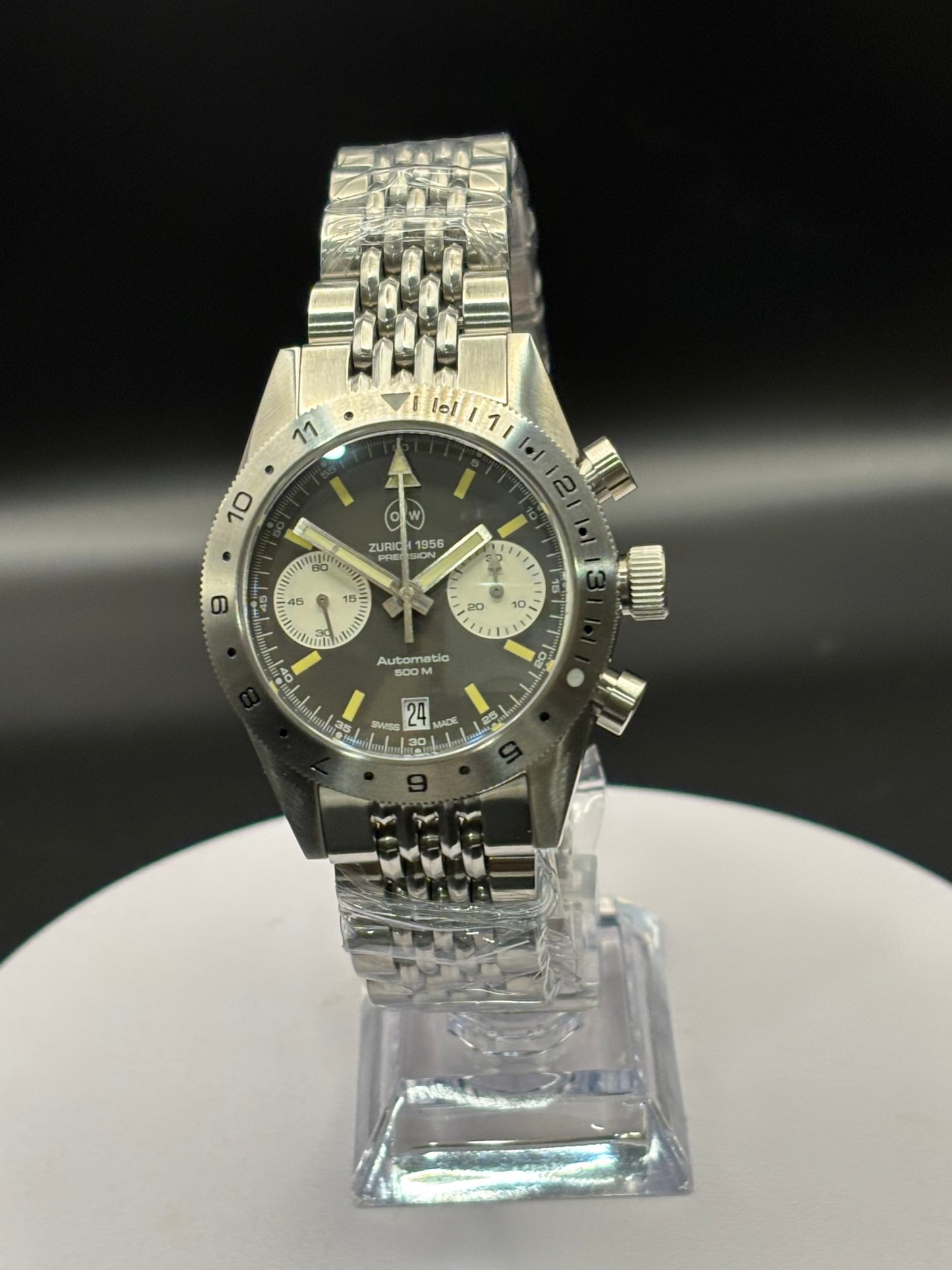 OW Zurich 1956 Chronograph Watch on a steel bracelet