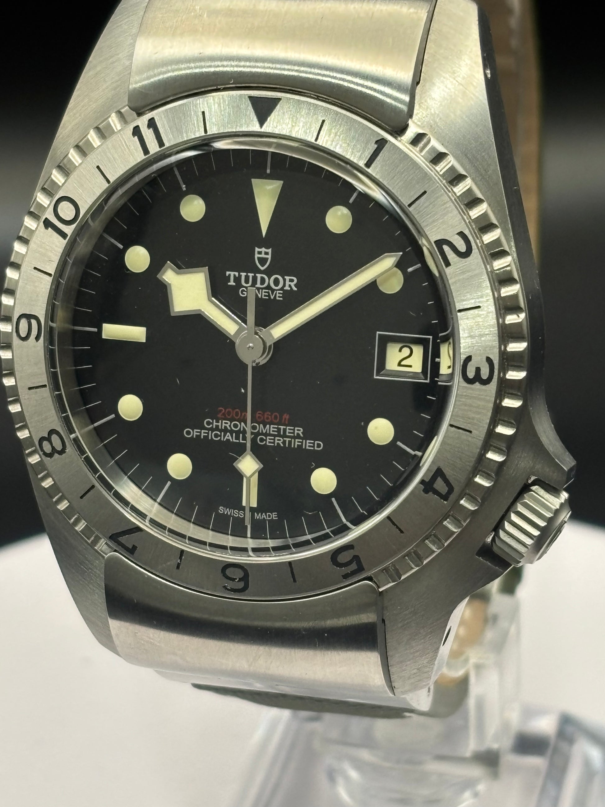 Tudor Po1 automatic watch on leather strap.