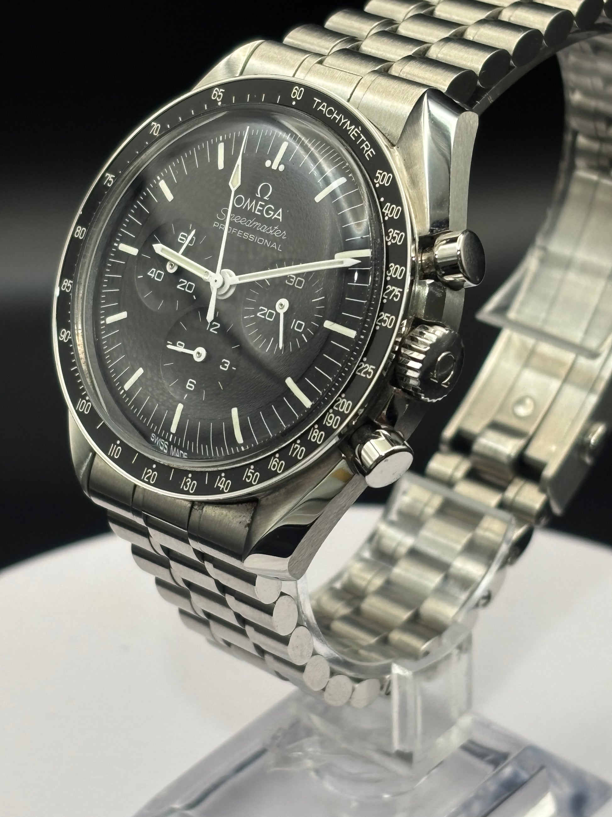 Omega Speedmaster Moonwatch on steel bracelet