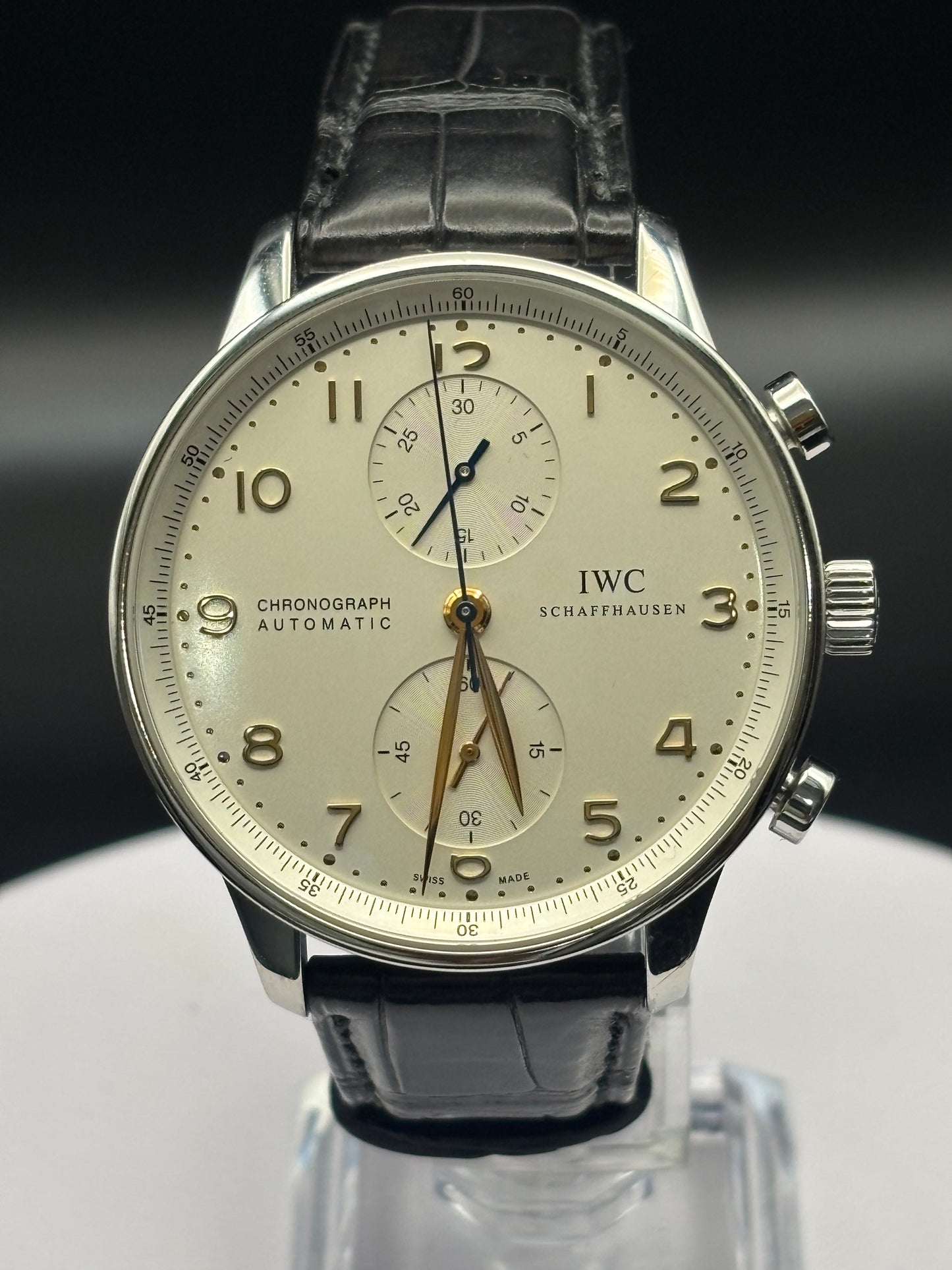 IWC Portuguese Chronograph watch on leather strap