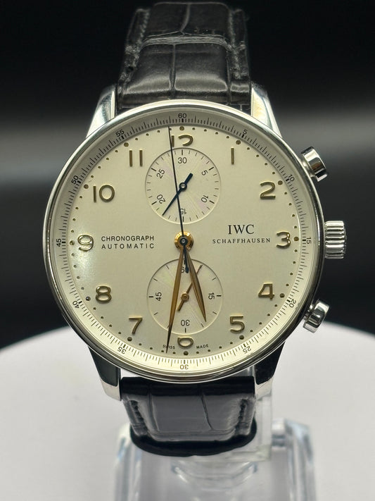 IWC Portuguese Chronograph watch on leather strap