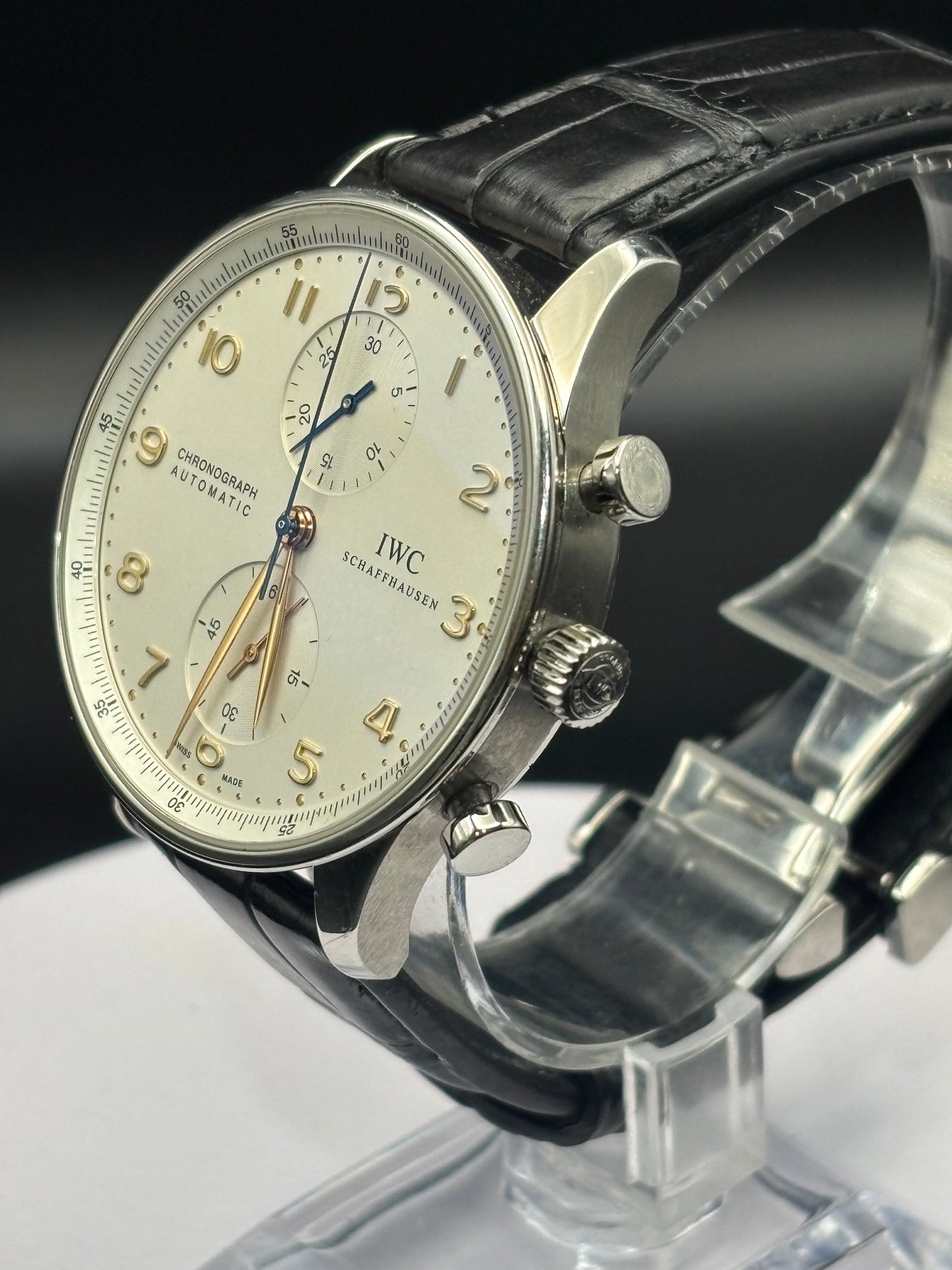 IWC Portuguese Chronograph watch on leather strap