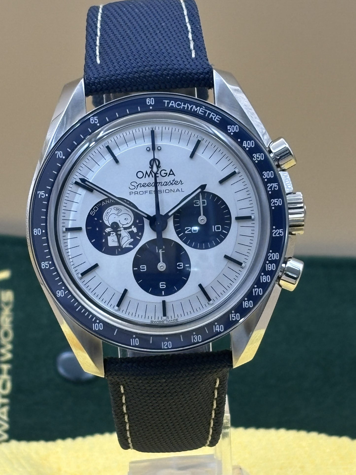 Rare Omega Snoopy watch on a leather Omega band.