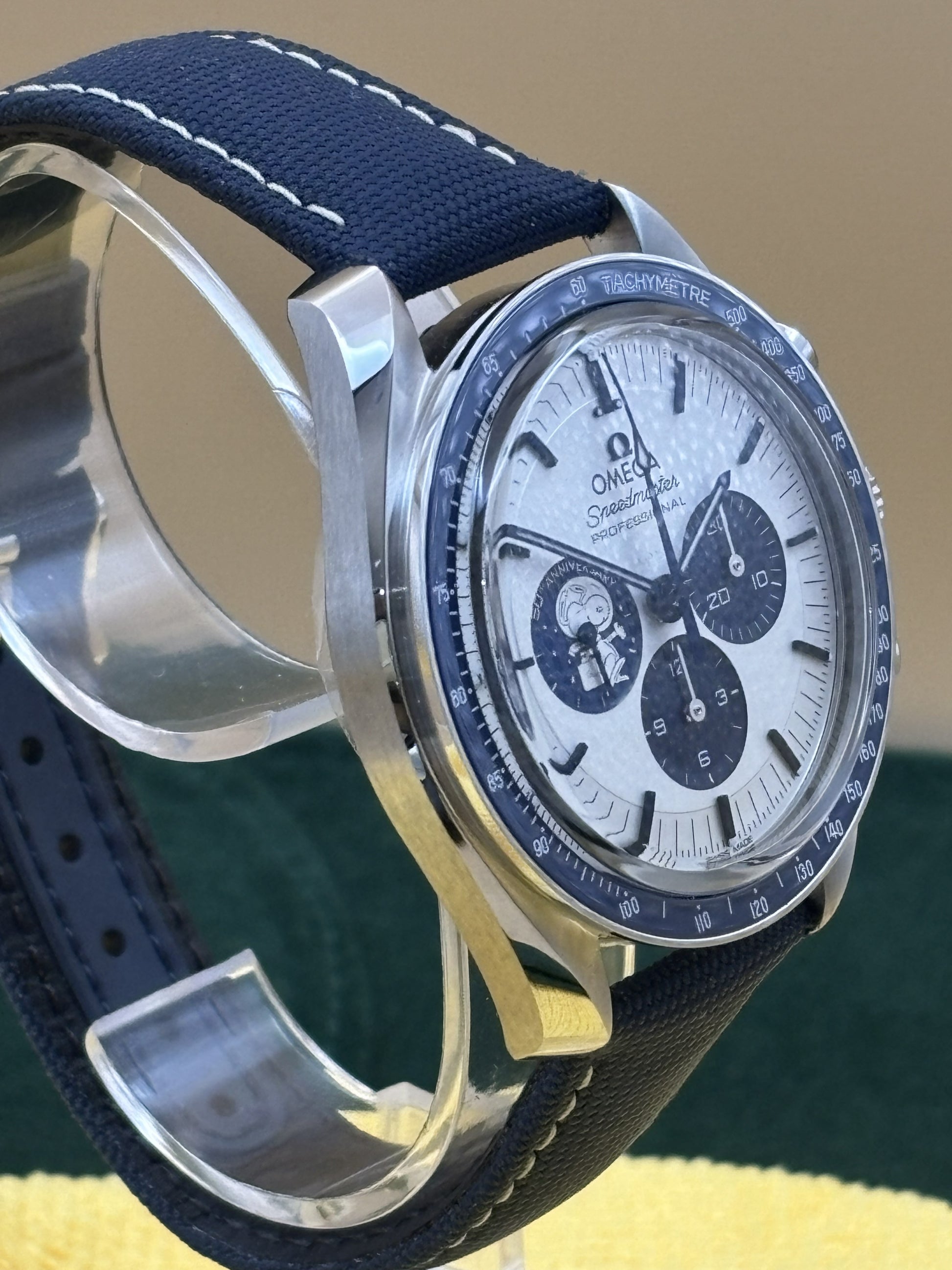 Rare Omega Snoopy watch on a leather Omega band.