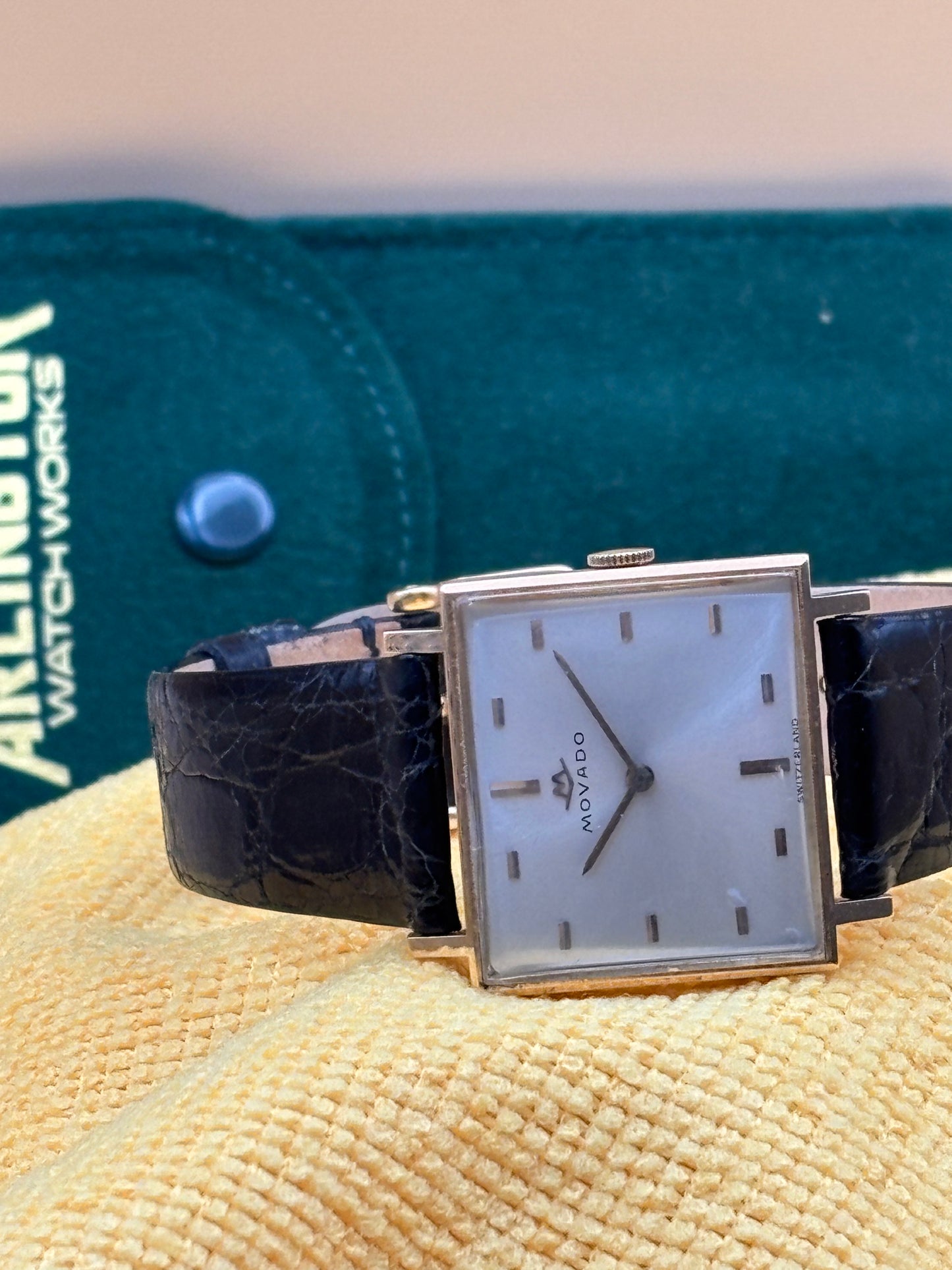 Movado Vintage 14k Gold Watch on an Alligator band.
