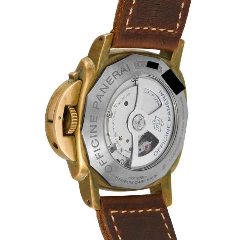 Panerai Submersible Bronzo full set complete on a Brown Leather band.