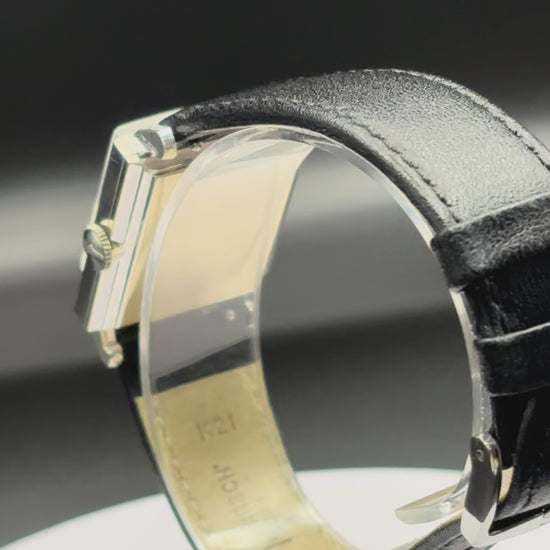 Longines 1940's vintage watch with Diamond dial on leather strap
