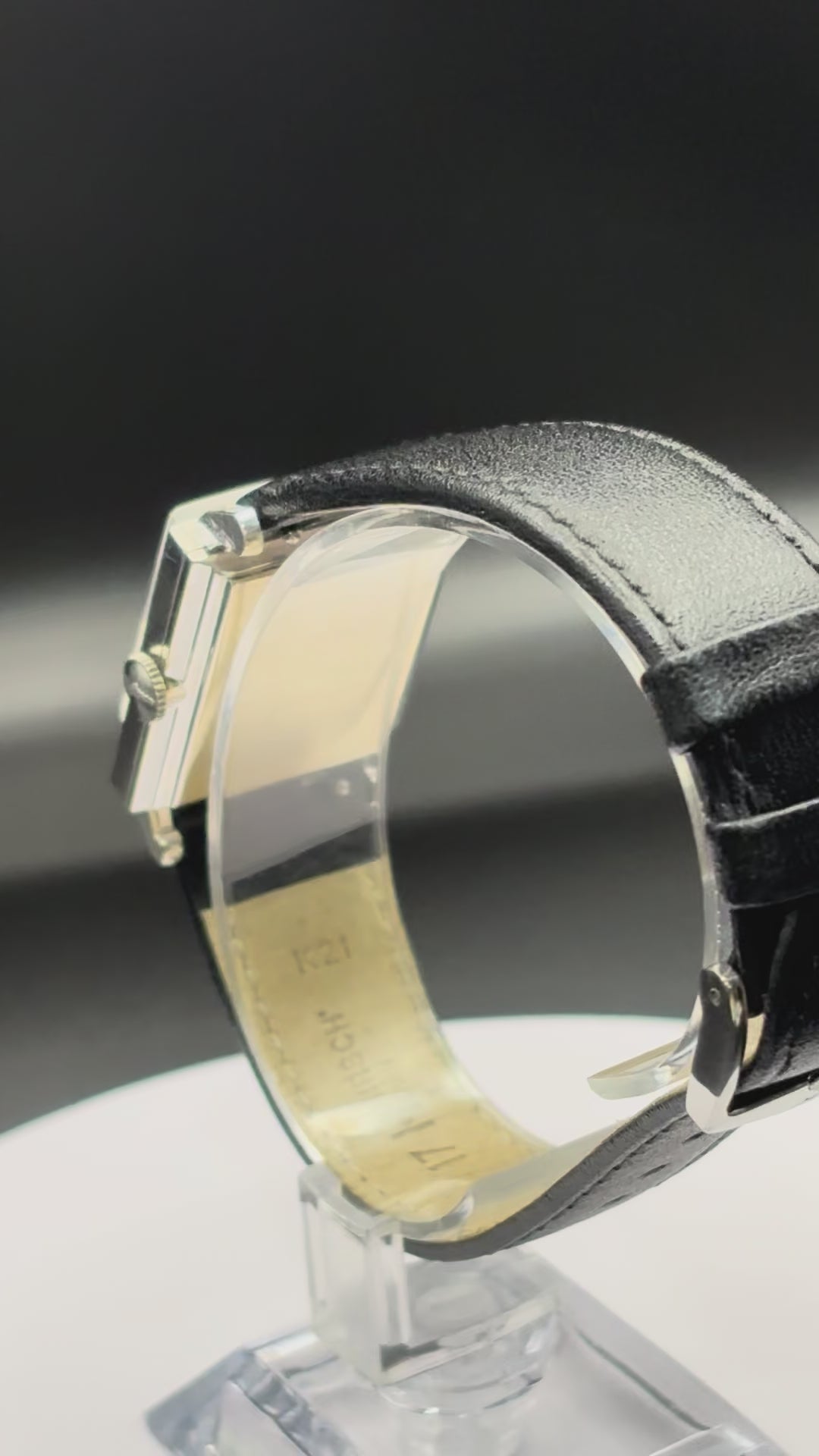 Longines 1940's vintage watch with Diamond dial on leather strap