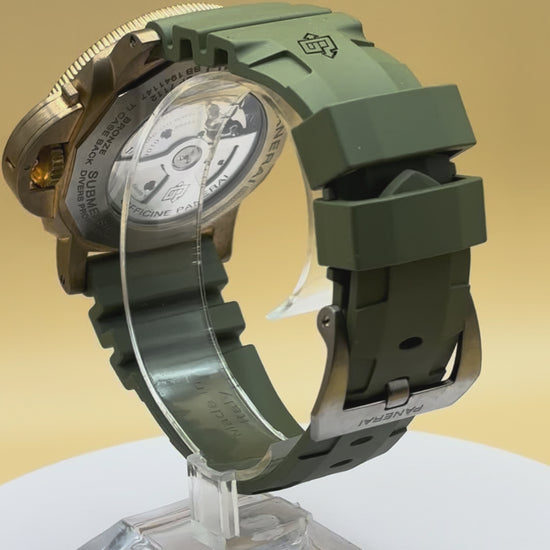 Panerai Submersible Bronzo full set complete on a Brown Leather band.