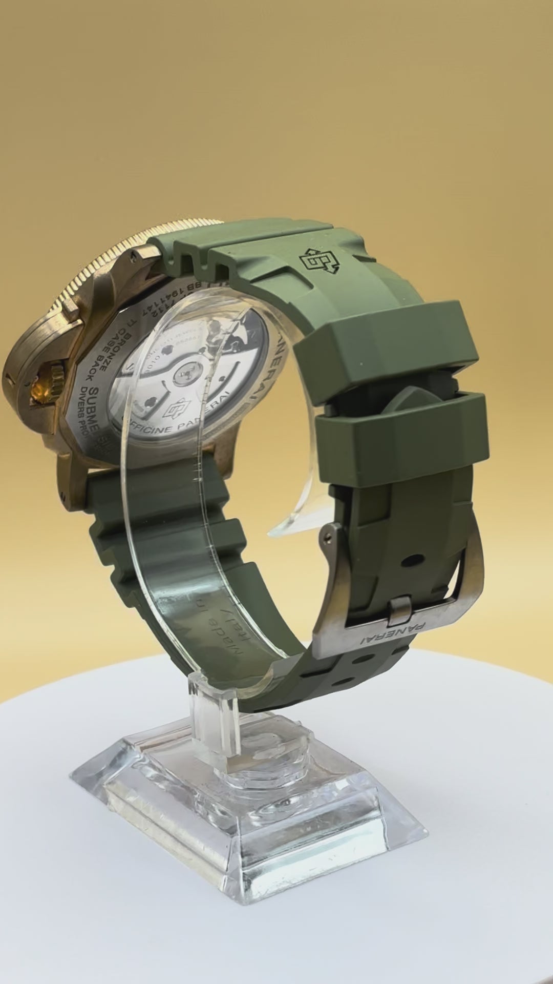 Panerai Submersible Bronzo full set complete on a Brown Leather band.