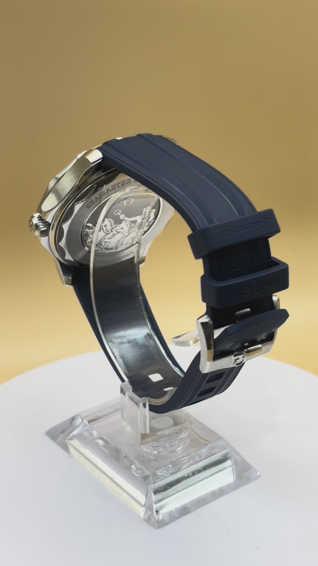 Omega Seamaster 300M "Summer Blue" watch on an Omega silicone band video.